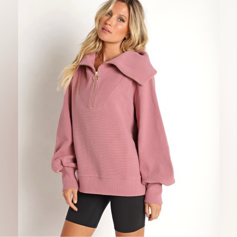 Varley Dusty Rose Ribbed Pullover